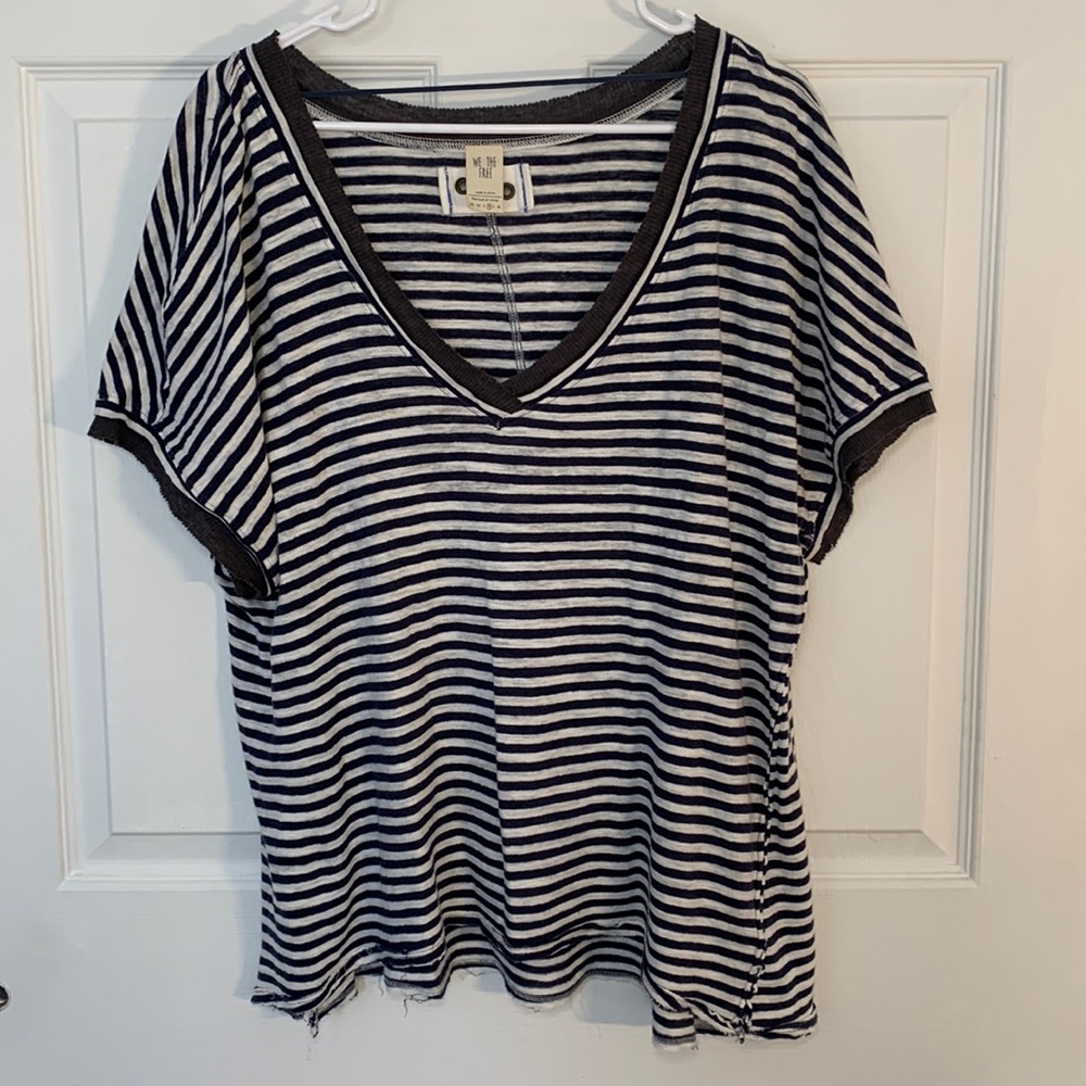 We the Free size, medium striped navy/ecru Tee